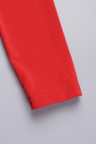 Röda Casual Solid Backless V-hals Skinny Jumpsuits
