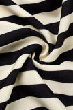 Черно-белая повседневная полосатая рубашка с воротником и длинным рукавом из двух частей