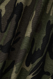 Jean en denim taille moyenne décontracté imprimé camouflage patchwork vert armée