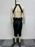 Burgund Sexy Casual Sweet Daily Party Elegante rückenfreie einfarbige Neckholder-Kleider