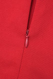 Rojo Casual Sólido Con Cinturón Cuello Mandarín Vestidos De Manga Larga