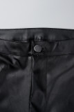 Матово-черные повседневные однотонные лоскутные узкие брюки-карандаш с высокой талией, однотонные брюки