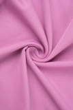 Розовые повседневные однотонные лоскутные платья-юбки с открытыми плечами и перекрестными бретелями