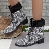 Chaussures d'extérieur confortables et pointues avec imprimé patchwork décontracté gris clair (hauteur du talon 1.37 pouces)