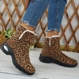 Zapatos de exterior cómodos y cálidos redondos informales con estampado de leopardo