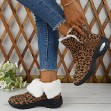 Zapatos de exterior cómodos y cálidos redondos informales con estampado de leopardo