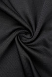 Zwarte sexy effen uitgeholde skinny jumpsuits met o-hals