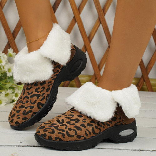 Chaussures rondes décontractées à imprimé léopard pour garder au chaud et confortables pour l'extérieur