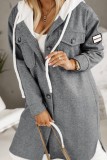 Grey Casual Solid Patchwork Hooded Collar Outerwear