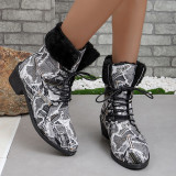 Zapatos de puerta cómodos y puntiagudos con estampado de patchwork informal gris claro (altura del tacón 1.37 pulgadas)