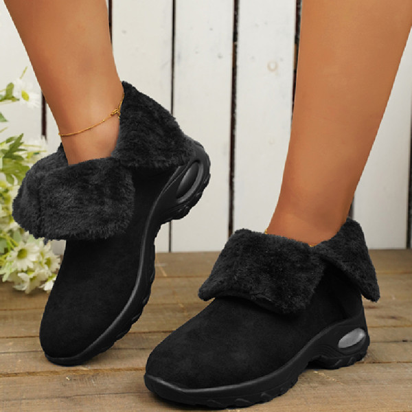 Zapatos de exterior cómodos y cálidos redondos con retazos informales negros