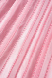 Roze elegante effen patchwork geplooide losse middentaille effen kleur bodems