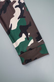 Camouflage Street Print Camouflage Print Patchwork Turndown Collar Outerwear