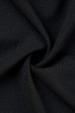 Robes noires décontractées en patchwork uni à col en V et à encolure en V
