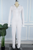 Vita Casual Solid Patchwork Skinny Jumpsuits med blixtlåskrage