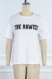 Schwarze Street Letter Patchwork O-Ausschnitt-T-Shirts