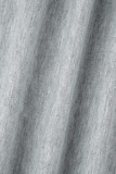 Серый Повседневные однотонный Пэчворк О-образный вырез Длинный рукав Из двух частей