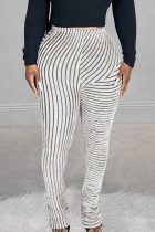 Pantaloni patchwork regolari a vita media patchwork a righe color albicocca