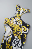 Черные сексуальные уличные принты с вырезами в стиле пэчворк и открытой спиной с лямкой на шее и принтом платья-платья