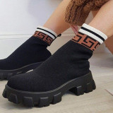 Black Casual Daily Patchwork Contrast Round Comfortable Out Door Shoes