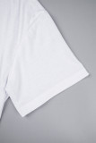 Camisetas brancas com letras de rua patchwork com gola O
