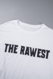 Svart Street Letter Patchwork O-hals T-shirts