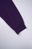 Roxo casual sólido patchwork cordão com cordão no ombro manga comprida duas peças