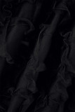 Zwarte sexy effen patchwork doorzichtige rugloze halter mouwloze jurkjurken