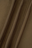 Brownness Casual Sportswear Solid Basic O-Ausschnitt Langarm Zweiteiler