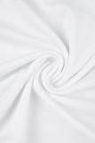 Белые повседневные однотонные уздечки с круглым вырезом и короткими рукавами, две части