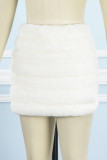 Falda casual color sólido de cintura alta ajustada de patchwork liso color albaricoque