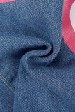 Blauwe casual jeans met normale taille, normale taille en letterprint