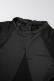 Черные сексуальные прозрачные узкие комбинезоны в стиле пэчворк с круглым вырезом