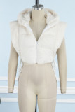 Aprikos Casual Solid Patchwork Frenulum Hooded Collar Ytterkläder