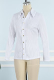 Pink Casual Solid Buttons Turndown Collar Tops