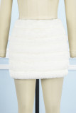 Falda casual color sólido de cintura alta ajustada de patchwork liso color albaricoque