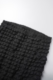 Zwart Casual Solid Basic Off-shoulder Grote maat twee stukken