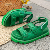 Grüne, lässige, tägliche Patchwork-Volltonfarbe, runde, bequeme Outdoor-Schuhe