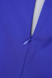 ピンクのエレガントな固体包帯パッチワーク ジッパー プリーツ V ネック プリーツ ドレス