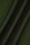 Verde Exército Moda Casual Patchwork Sólido Regular Cintura Alta Convencional Cor Sólida Parte Inferior