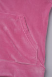 Colletto con cerniera patchwork casual solido rosso rosa manica lunga due pezzi