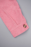 Розовая элегантная верхняя одежда с отложным воротником и пряжкой в ​​клетку в стиле пэчворк