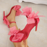 Pink Casual Simplicity Patchwork With Bow Fish Mouth Out Door Shoes (Heel Height 4.13in)