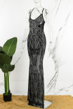 Черные элегантные однотонные лоскутные сетчатые платья с молнией и спагетти на бретельках в один шаг, платья-юбки