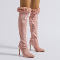 Розовые повседневные однотонные туфли в стиле пэчворк с острым носом (высота каблука 4.33 дюйма)