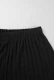Pantaloni in tinta unita convenzionali a vita alta regolari di base a tinta unita casual neri