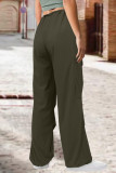 Grey Street Solid Patchwork Draw String Pocket Straight High Waist Straight Solid Color Bottoms