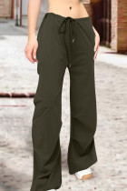 Армейский зеленый уличный однотонный пэчворк с карманами на завязках, прямые однотонные брюки с высокой талией