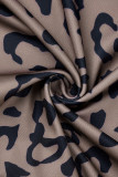 Robe imprimée décontractée à imprimé léopard, patchwork, épaules dénudées, robes de grande taille