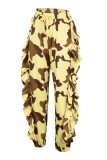 Camouflage Casual Camouflage Print Patchwork Regular Pantaloni a vita alta convenzionali con stampa completa